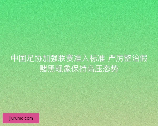 中国足协加强联赛准入标准 严厉整治假赌黑现象保持高压态势